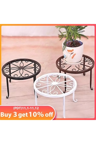 Siyah-avrupa Demir Saksılar Için Standı Metal Saksı Bitki Standı Yuvarlak Paslanmaz Tutucu Bahçe Yetiştiricilerinin Kapalı Açık Ev Dekor