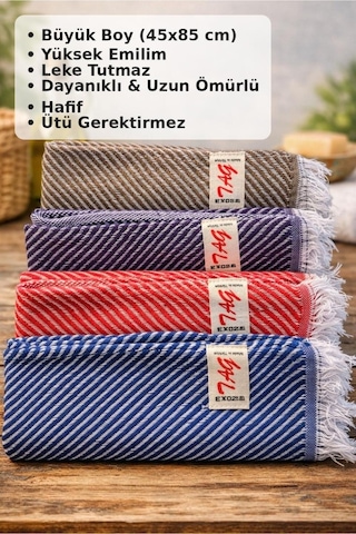 4 Lü Büyük Boy Peşkir Mutfak Havlusu,45x85 Cm,süper Emici,hızlı Kurur,leke Tutmaz,ütü İstemez Çok Renkli