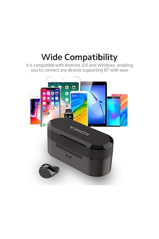 Jeemson Konka T8 Bluetooth 5.0 Kulaklıklar, Dokunmatik Kontrol, 6.5 Saat Çalma Süresi, İos/android Uyumlu, Siyah Spor Kulak İçi Kulaklıklar