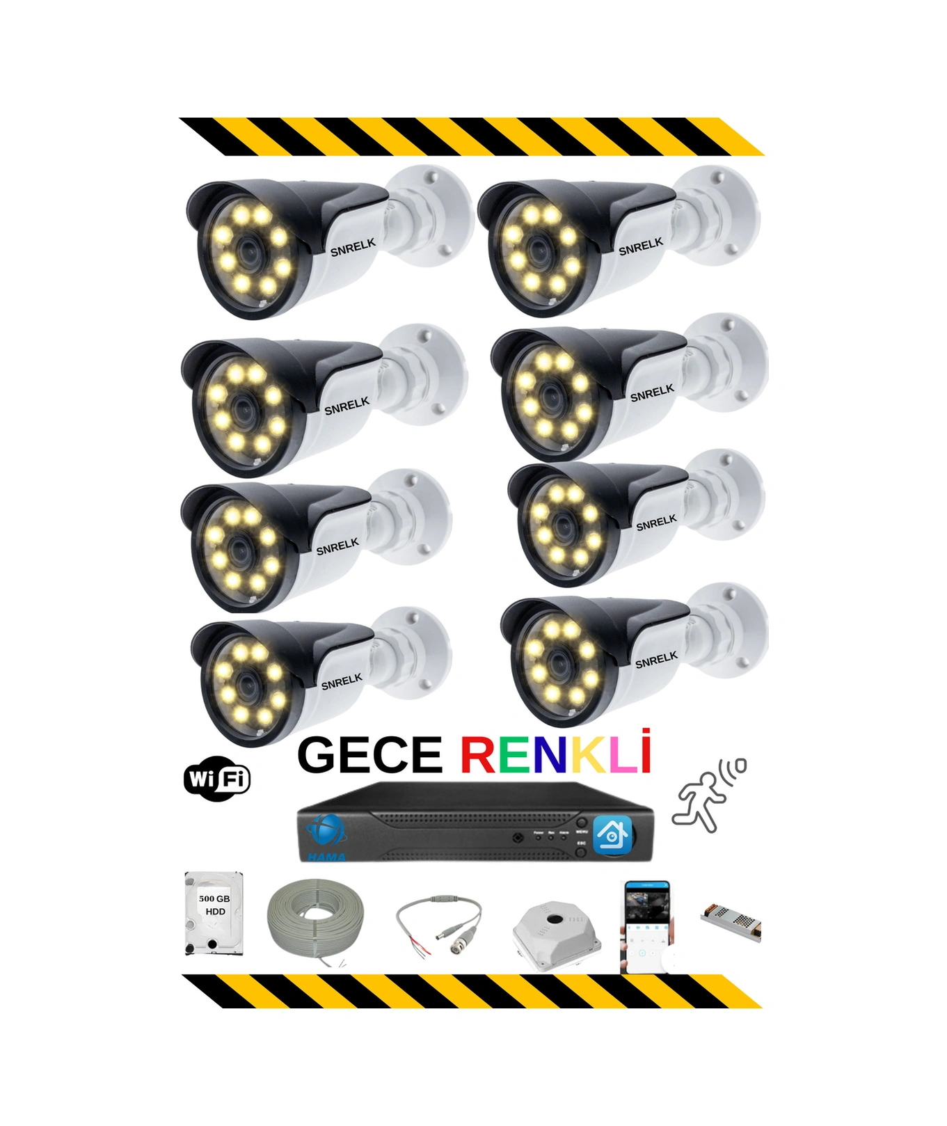 Snrelk Hama 8 Kameralı 500gb Gece Görüşlü Full Güvenlik Kamerası Seti