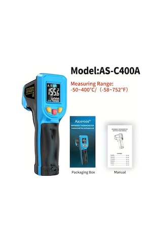 Boatshop1 C400a Yüksek Hassasiyetli Kızılötesi Termometre Endüstriyel Mutfak Fırın Yağ Ve Su Sıcaklık Ölçer