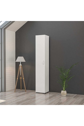 Modilayn Çilek Tek Kapaklı 5 Raflı Çok Amaçlı Dolap, Banyo Dolabı, Mutfak Dolabı Beyaz