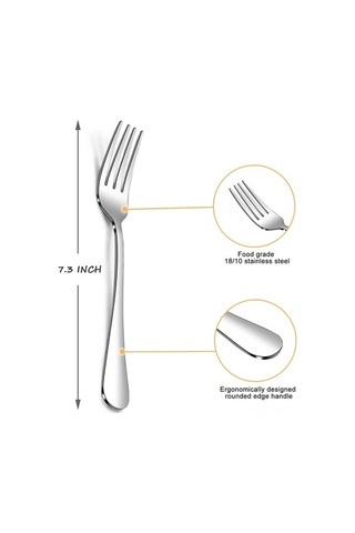 Didadodo Paslanmaz Çelik 8 Parça Salata Takımı - Uzun Saplı, Parlak, Ev & Dış Mekanlar İçin Gümüş Gümüş