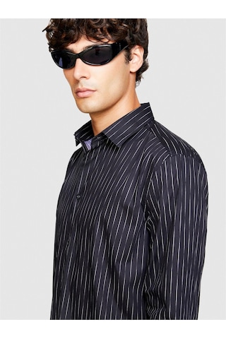 Sisley %100 Koton Slim Fit Geometrik Desenli Poplin Gömlek Erkek Renkli Gömlek - 323a58j2sq033