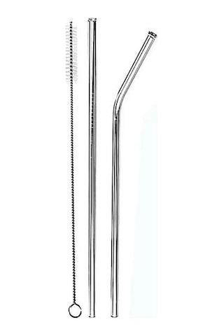 2 Adet Çelik Pipet Ve Temizleme Fırçası 3 Parça Çelik Pipet Seti Düz Pipet Eğik Pipet Ve Temizleme Fırçası 3'lü Set