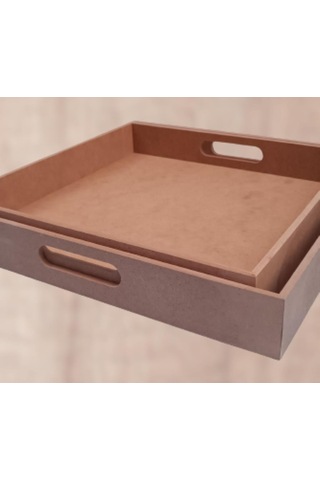 Hobi Dekoratif Tepsi Takım İkili Model HAM Ahşap MDF El Yapımı