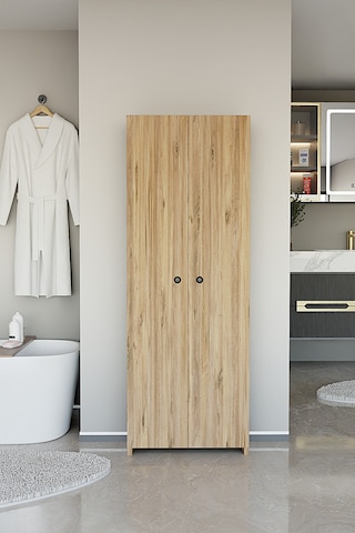 Alpaevmobilya Çok Amaçlı 2 Kapaklı 5 Raflı 150 Cm Banyo Dolabı Organizer Düzenleyici Ve Çamaşır Odası Dolabı Atlantik Çam
