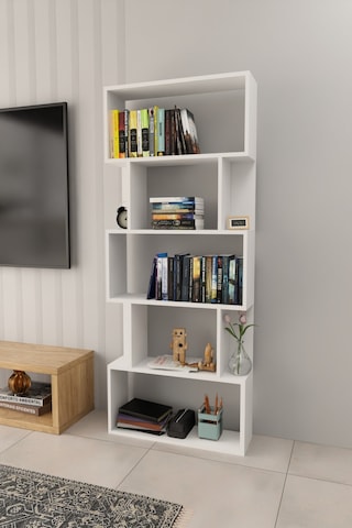 Lilly Plus Kitaplık Kütüphane Hareketli Raflı Dekoratif Kitaplık-beyaz Beyaz