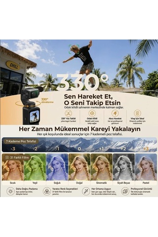 Hdr Destekli 4k Gimbal Aksiyon Kamera Titreşim Engelleme Yüz Takip Özellikli Youtuber Kamera