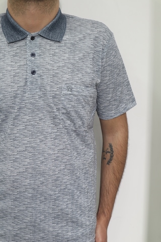 Santa Dmctekstil Erkek Kendinden Desenli Klasik Rahat Kalıp Tek Cepli Polo Yakalı T-shirt Lacivert
