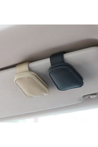 Yulong Ximistore9 Araç Güneşlik Gözlük Askısı - Tam Deri Kılıf Gri