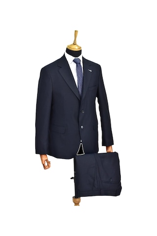 Suitmen Erkek Lacivert Armürlü 4 Drop Çift Yırtmaçlı Takım Elbise Bgl-st04567 Lacivert