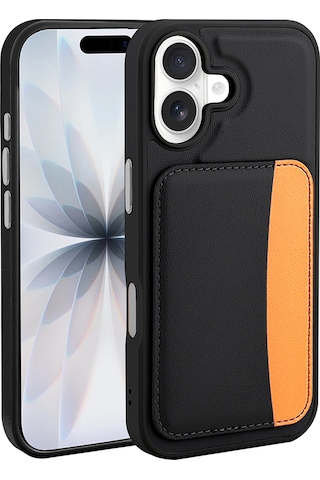 Apple Uyumlu iPhone 16 Kılıf Kartlıklı Zore X-kart Silikon Kapak - Siyah Siyah