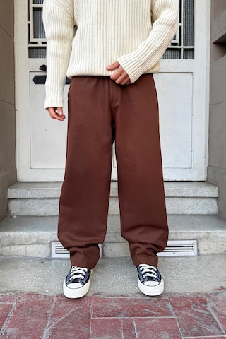Flaw Bel Lastikli Baggy Gabardin Pantolon Kahverengi Kahverengi