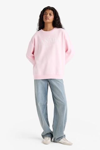 Defacto Oversize Geniş Kalıp Bisiklet Yaka Baskılı Kalın Sweatshirt Kumaşı Sweatshirt F7877ax25aupn648 Pembe
