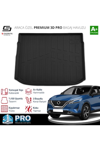 S-dizayn Nissan Qashqai 1.3 Benzinli 3d Pro Bagaj Havuzu Üst Bagaj 2021 Üzeri A+ Kalite