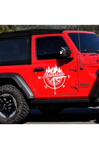 Pusula Ve Macera Sticker - Adventure 4x4 Off Road Pickup Sticker - Araba Oto Karavan Sticker - 00302 60x52 Cm
