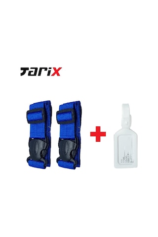 Tarix 2 Adet Mavi Valiz Kemeri + 1 Adet Beyaz Valiz Etiketi Mavi