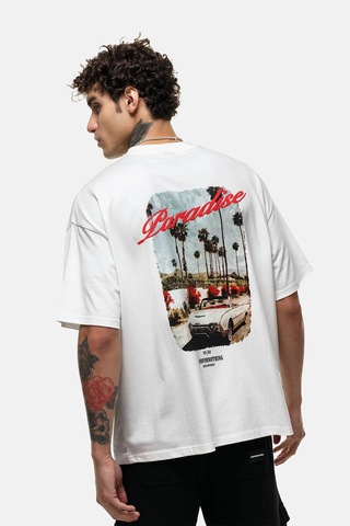 Prtnc Protonic Baskılı Oversize T-shirt Beyaz Beyaz