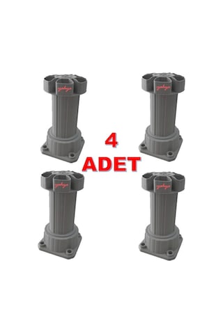 Gri Ayarlanabilir Baza Ayağı 10-15 Cm - 4 Adet, Tezgah Ve Mobilya Ayağı Gri