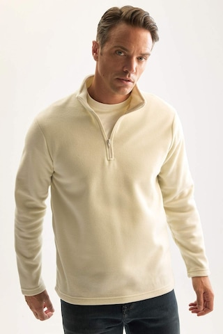 DeFacto Ekru Tüylenme Yapmayan Soğuk Geçirmez Regular Fit Dik Yaka Fermuarlı Polar Sweatshirt Y3996AZNSER117