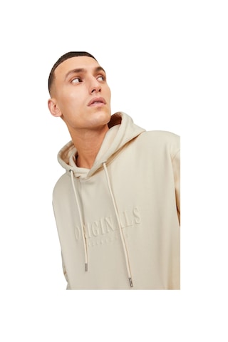 Jack & Jones Erkek Kapüsonlu Gögüs Logo Baskili Sweatshirt Beyaz