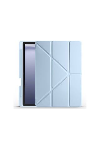Mobilteam Galaxy Tab A9 Kılıf Uyumlu Tri Folding Kalem Bölmeli Standlı Kılıf-mavi Tablet Kılıfı
