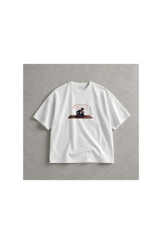 Yolo Street Özel Tasarım Etnik Halı Motifli Oversize Beyaz %100 Pamuk Erkek Tişört Vintage Streetwear 1abeyaz