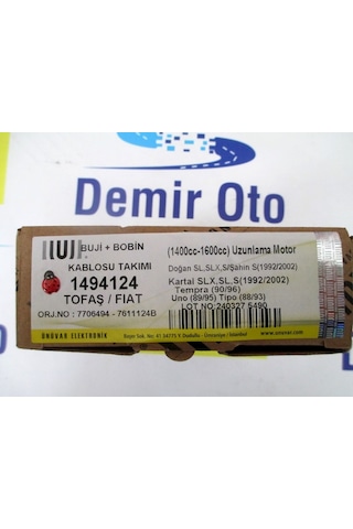 7706494-7611124 Buji Kablo Takımı Doğan-kartal Slx-tempra-uno 1,4