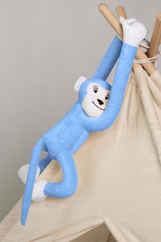 Boumini Toys Boyuna Sarılan Pelüş Maymun Mavi Elleri Çıtçıtlı 55 CM - Mavi
