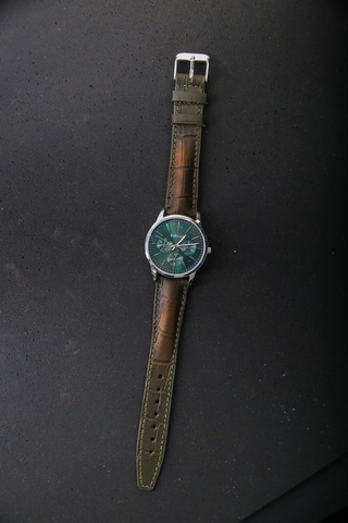 Hakiki Deri 18mm Akıllı Pimli Saat Kordonu Haki