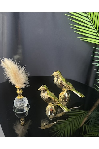 Meadow Gold Dekoratif Kuş Ve Tüylük Seti Gold