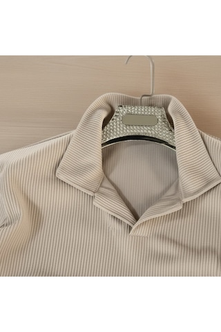 Fifty Color Alaçatı Stili Erkek Fitilli Ottoman Hava Alan Kumaş Polo Yaka T-shirt 2li Renk Bej