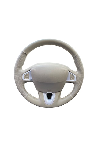 Renault Fluence-Scenic Megane 3 Privilege Tuşlu-DERİSİ SÖKÜLMEDEN Yapılan Bej direksiyon kılıfı