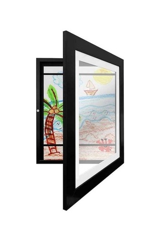 Tongxida Ahşap Çocuk Sanat Çerçeveleri Magnetik Açık Çerçeve Poster Resim Çizimleri Siyah