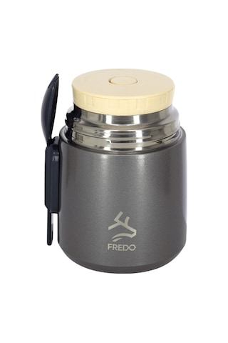 Duo Dine Bebek Metalik Gri Mama Kabı & Yemek Saklama Termosu, Mug - 8 Saat Sıcak, 12 Saat Soğuk Tutma 500 Ml Metalik Gri