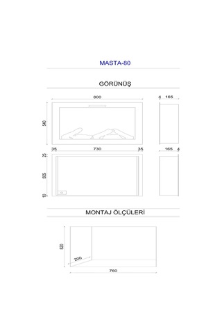 Masta 80 - Isıtmasız Elektrikli Şömine Sınırsız Renkli Cam Çerçeveli