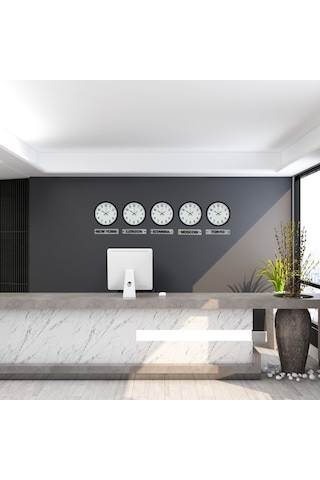 Executive Black 36 Cm 5 Li Tabelalı Dünya Saatleri Çok Renkli