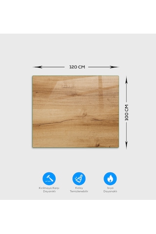 Cam Sandalye Matı Doğal Ahşap 100cm X 120cm