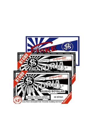 Viktoria Kumaş Boyası Siyah 2 Adet + Fiske Sabitleme 1 Adet 30 CC