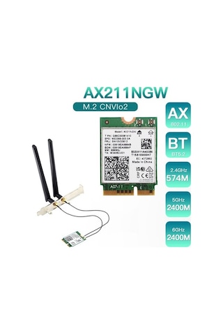 Ulzyvf Wifi M.2 Kartı E Ax211ngw+çift Anten Anahtar Ağ 6e 2.4ghz/5ghz Ls