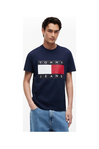 Tommy Hilfiger Tjm Reg Bıg Flag Ss Tee Ext Erkek Mavi T-shirt - Dm0dm22645