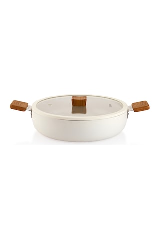 Schafer Ceramoni Seramik Basık Tencere 30 Cm-krem