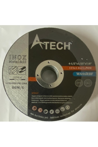 A Tech Inox Kesici Disk Taş 115X1.0X22.2Mm 5 Adet