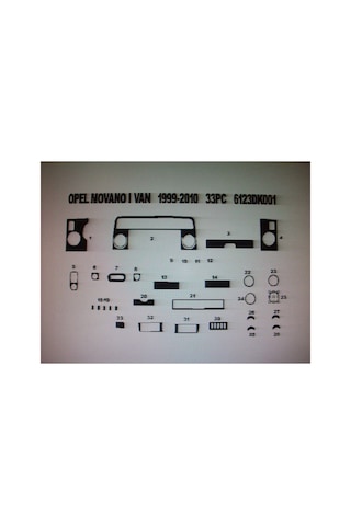 Opel Movano 2002-2009 33 Parça Torpido Kaplama Renk Gri