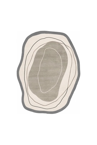 Oval-dijital Baskı Pamuk Dokuma Kaymaz Taban Salon Halısı Antre, Koridor Ve Oda İçin, Gri, 120 X 180 Genel
