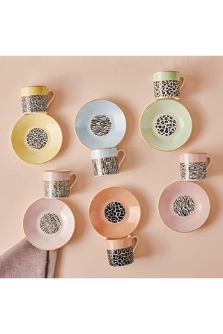 6 Kişilik Kahve Fincan Takımı 80 Ml Açık Ahşap