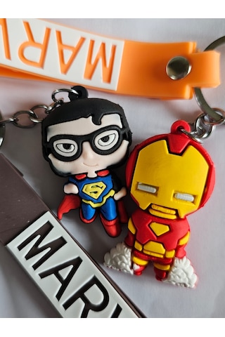 Ironman Ve Superman Silikon Çift Anahtarlığı Ve Çanta Aksesuarı
