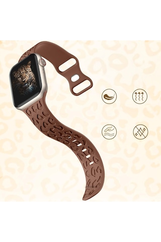 Apple Uyumlu Watch 38 40 41mm Leopar Desenli Yumuşak Silikon Kordon Seri 2 3 4 5 6 Se 7 8 9 10 42mm