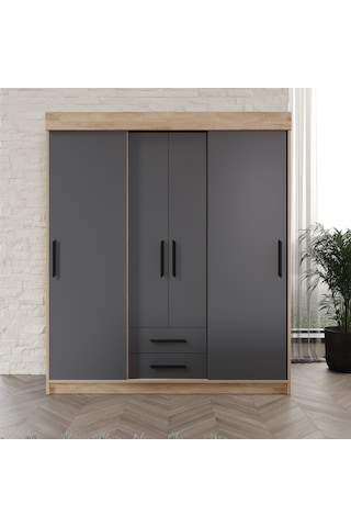 Afilli Izmir Çocuk Odası Takımı Tamamı Mdf Antrasit Ve Flora